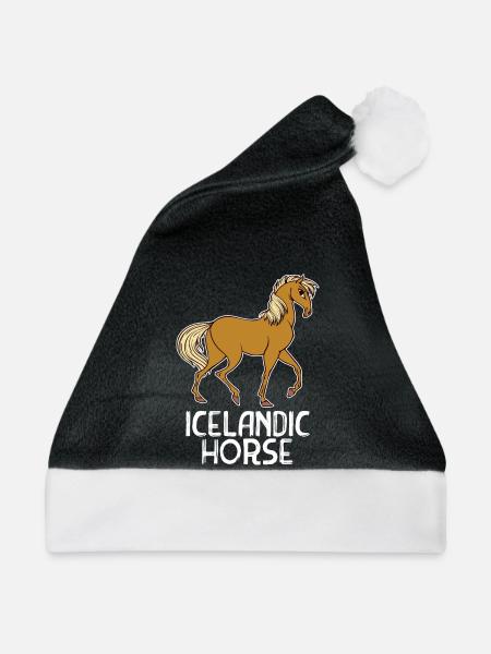 Haflinger Pferde Pferdenarr Statement Islandpferde - Weihnachtsmütze - Schwarz/Weiß - Vorne