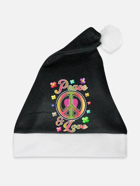 Frieden und Liebe - Weihnachtsmütze - Schwarz/Weiß
