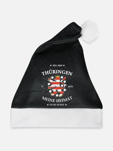 Thüringen, Meine Heimat: Mit dem Wappentier - Weihnachtsmütze - Schwarz/Weiß