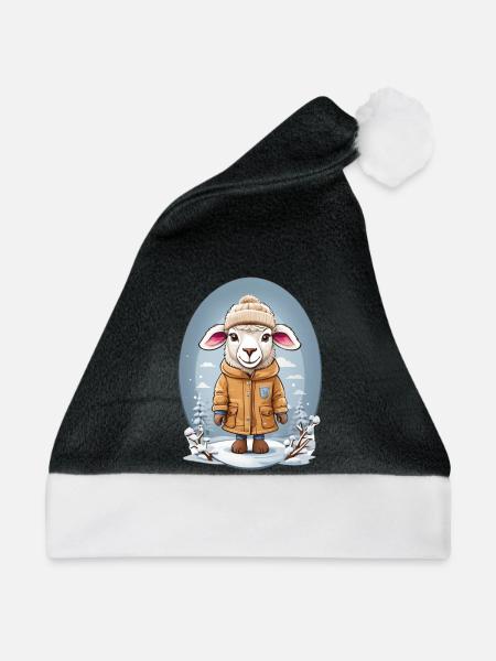Süßes Schaf - Weihnachtsmütze - Schwarz/Weiß