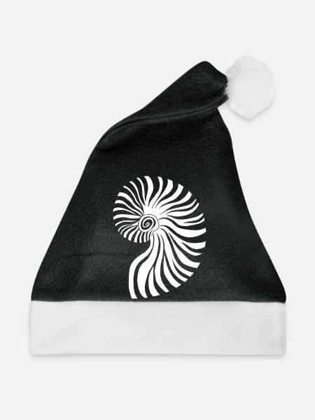 Kontrastierendes spiralförmiges nautisches Muster - Weihnachtsmütze - Schwarz/Weiß - Vorne