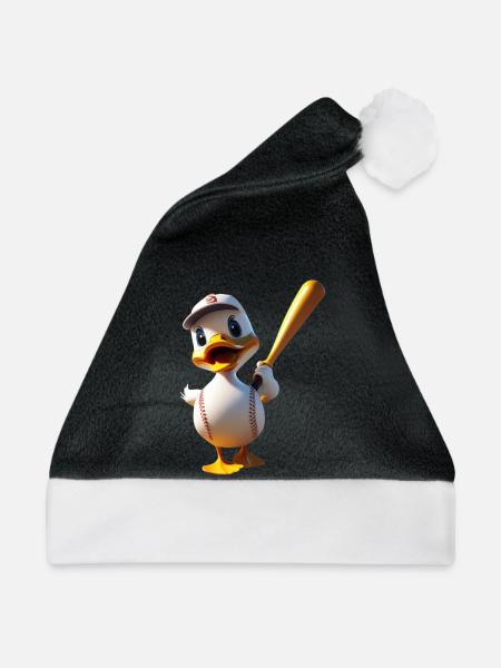 Duck Batting Cartoon Baseball - Weihnachtsmütze - Schwarz/Weiß
