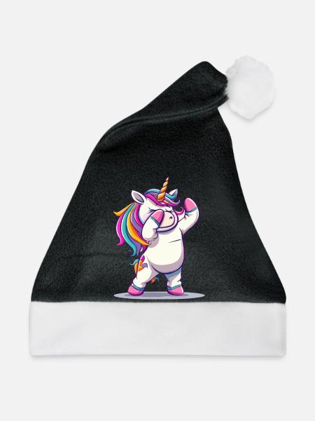 Regenbogen Dab Einhorn - Weihnachtsmütze - Schwarz/Weiß