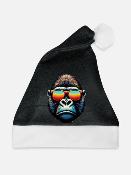 Gorillas mit Sonnenbrille - Weihnachtsmütze - Schwarz/Weiß