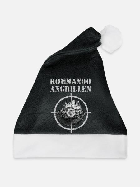 Feuergrill mit Zielscheibe & Grillszene - Weihnachtsmütze - Schwarz/Weiß
