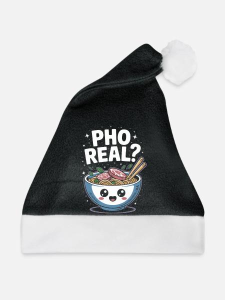 Pho Real Vietnamese Soup Pho - Weihnachtsmütze - Schwarz/Weiß - Vorne