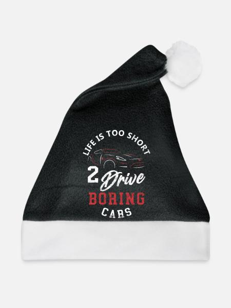 Sportwagen Humorvolle Phrase - Weihnachtsmütze - Schwarz/Weiß - Vorne