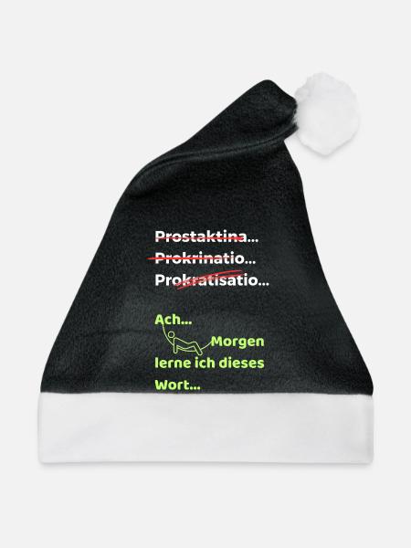 Prokrastination Witz lustiger Spruch Hängematte - Weihnachtsmütze - Schwarz/Weiß - Vorne