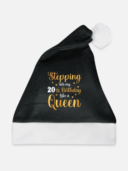 Schritt ins Königinnenalter 20 - Weihnachtsmütze - Schwarz/Weiß