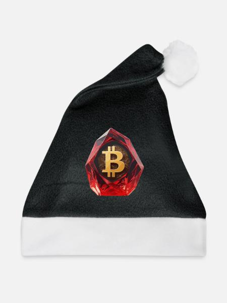 Edelstein Bitcoin Symbol Kryptowährung - Weihnachtsmütze - Schwarz/Weiß