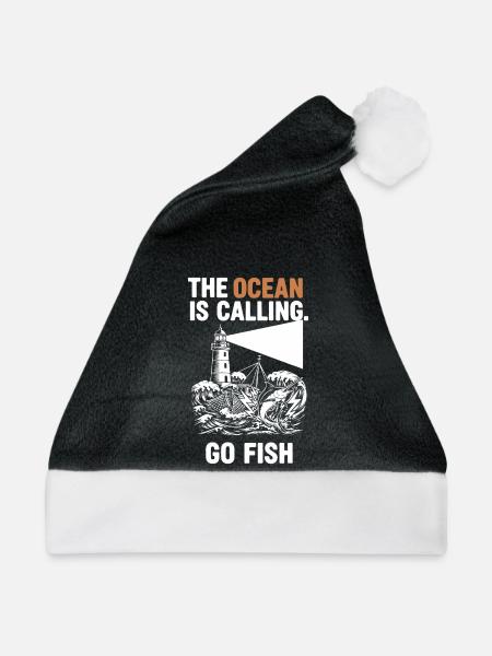 Pêche Mer Ocean Go Fish - Weihnachtsmütze - Schwarz/Weiß - Vorne