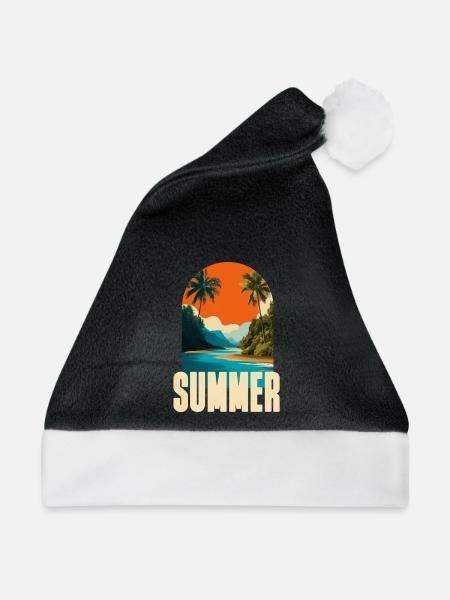 Tropischer Sommerstrand - Weihnachtsmütze - Schwarz/Weiß