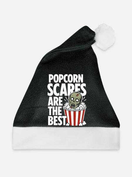 Popcorn Scares Horror Design - Weihnachtsmütze - Schwarz/Weiß - Vorne