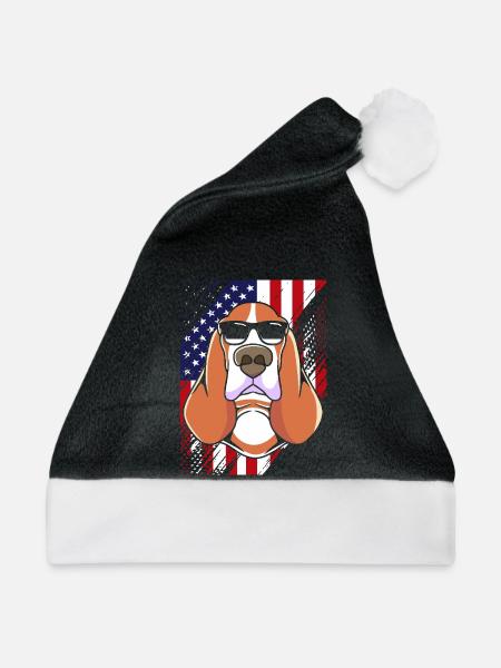 Basset Hound - Weihnachtsmütze - Schwarz/Weiß