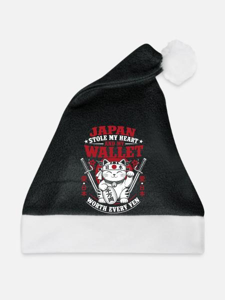 Japan Stole My Heart And My Wallet - Weihnachtsmütze - Schwarz/Weiß - Vorne