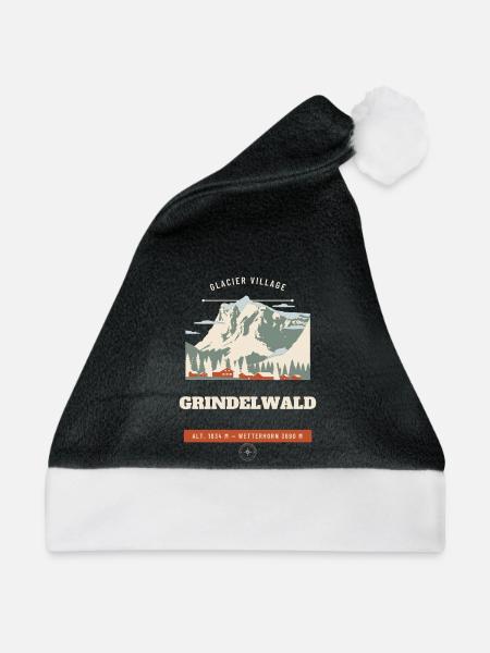 Grindelwald Alps Retro Reise-Emblem - Weihnachtsmütze - Schwarz/Weiß - Vorne
