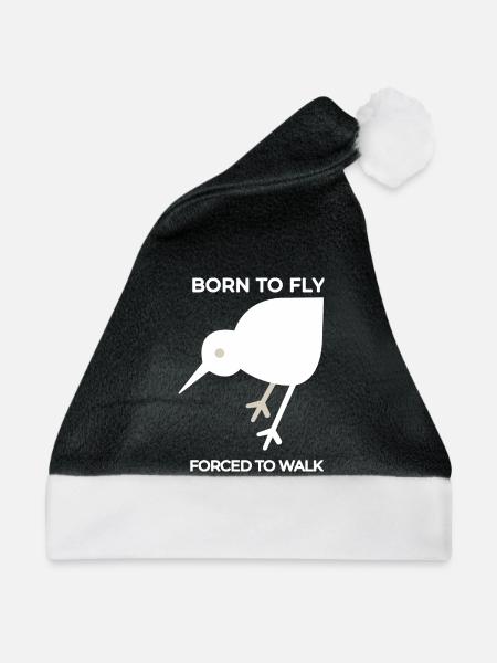 Geboren zum Fliegen Gezwungen Zu Gehen - Weihnachtsmütze - Schwarz/Weiß - Vorne