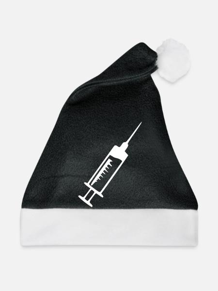Spritze Arzt Ärztin Krankenpfleger Geschenk  - Weihnachtsmütze - Schwarz/Weiß - Vorne