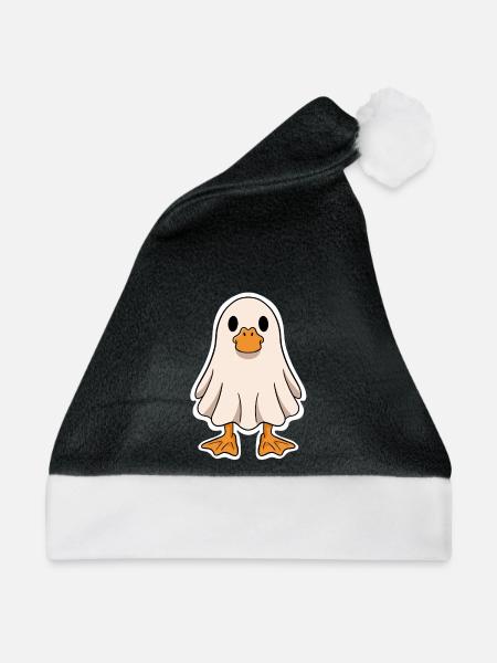 Geister-Ente Kuschel-Design - Weihnachtsmütze - Schwarz/Weiß - Vorne