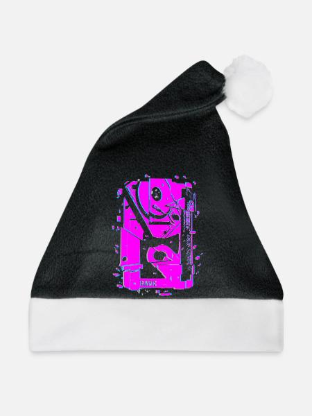 Techno Rave Tape Neon Lautsprecher - Weihnachtsmütze - Schwarz/Weiß