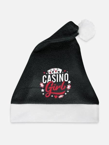Gambling Fan Casino Girl Casino - Weihnachtsmütze - Schwarz/Weiß - Vorne