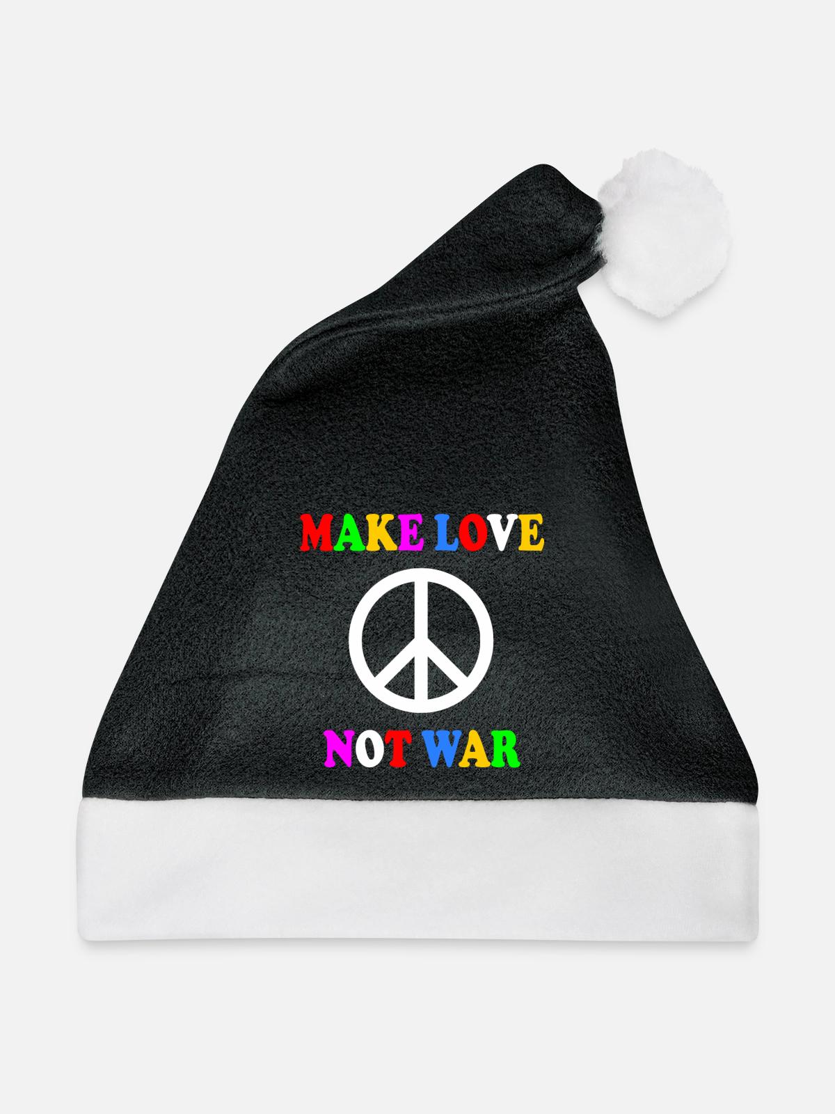 Make love not war - Weihnachtsmütze - Schwarz/Weiß - Vorne
