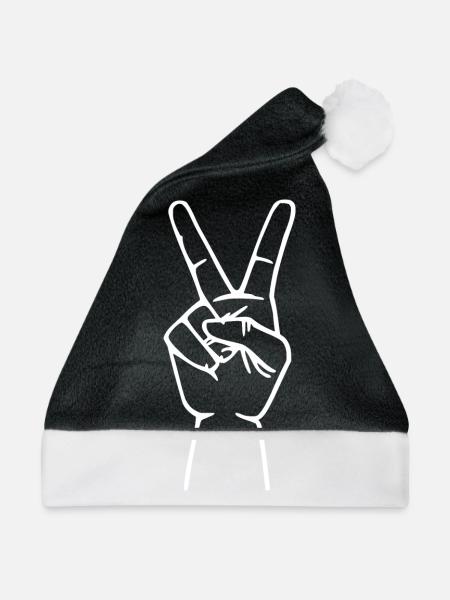 Peacezeichen peace - Weihnachtsmütze - Schwarz/Weiß - Vorne