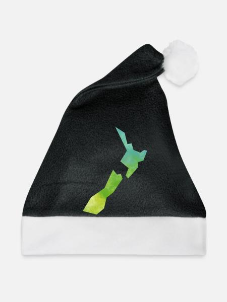 Karte Neuseeland - Weihnachtsmütze - Schwarz/Weiß