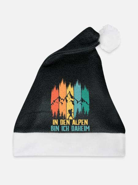 In den Alpen bin ich daheim - Weihnachtsmütze - Schwarz/Weiß - Vorne