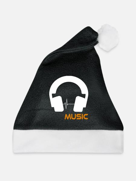 Musikwellen-Headset-Logo - Weihnachtsmütze - Schwarz/Weiß - Vorne