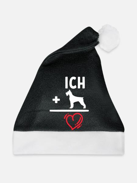 Hund Herz Knuddeltier Haustiere Lieblingstier - Weihnachtsmütze - Schwarz/Weiß - Vorne