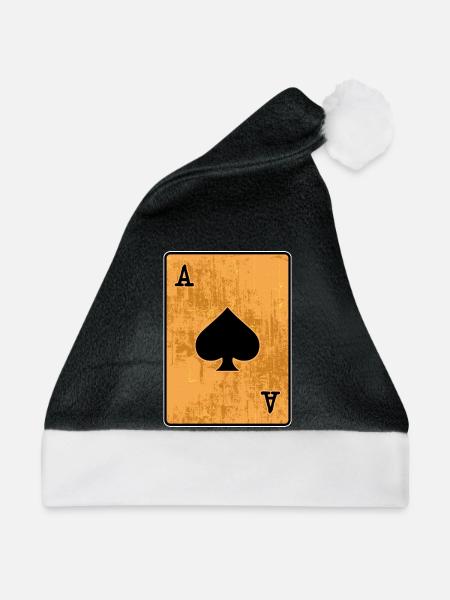 Jackpot Casino Zocken Poker Kartenspiel Pokerrunde - Weihnachtsmütze - Schwarz/Weiß - Vorne