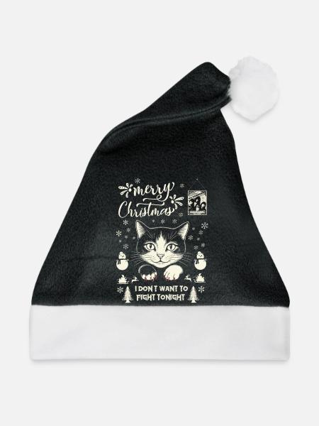 Frohe Weihnachten, ich will heute Abend nicht streiten - Weihnachtsmütze - Schwarz/Weiß - Vorne