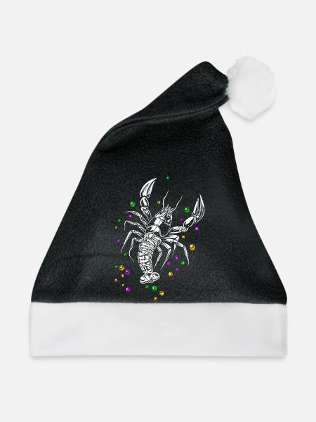 Mardi Gras HummerLanguste mit Beads - Weihnachtsmütze - Schwarz/Weiß