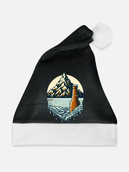 Gipfelsee mit Bierflasche - Weihnachtsmütze - Schwarz/Weiß