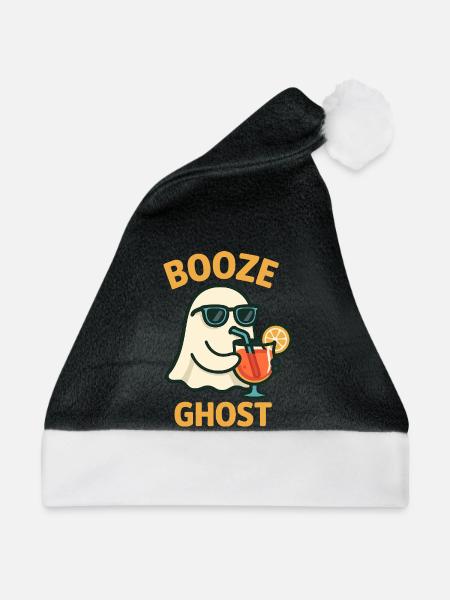 Geisterhafter Schnaps-Enthusiast mit Sonnenbrille - Weihnachtsmütze - Schwarz/Weiß