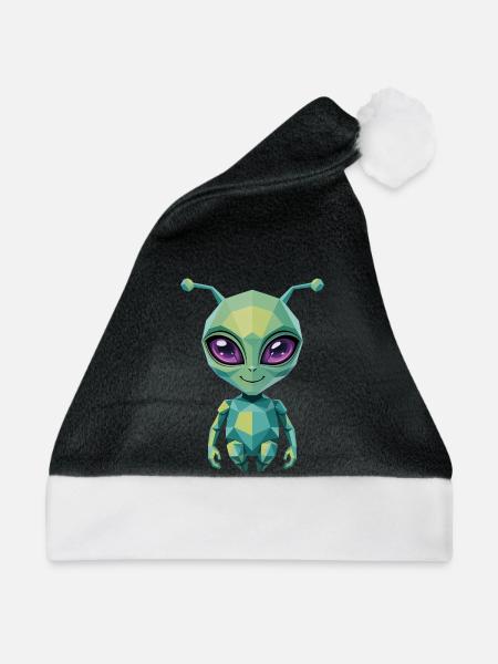 Alien - Cooles Low-Poly-Logo - Weihnachtsmütze - Schwarz/Weiß