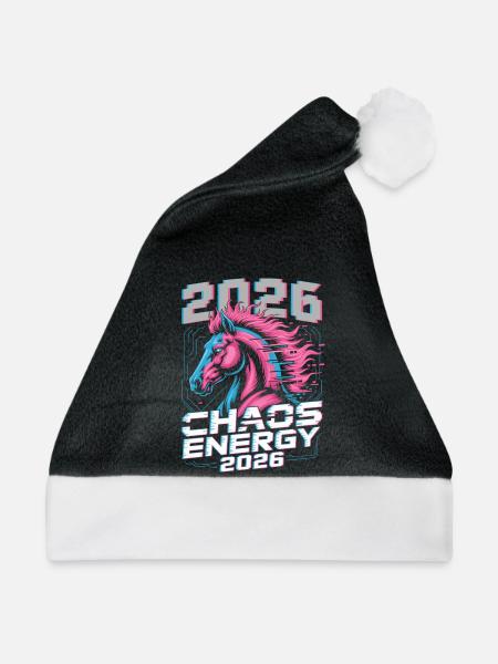 Neon-Hengst 2026 Chaos-Energie - Weihnachtsmütze - Schwarz/Weiß