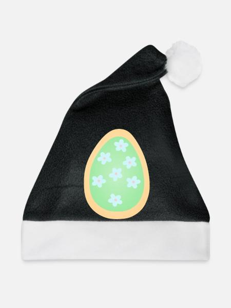Pastell-Blüten-Ei-Muster - Weihnachtsmütze - Schwarz/Weiß