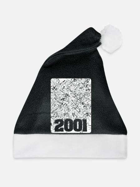 Zahl 2001 - Weihnachtsmütze - Schwarz/Weiß