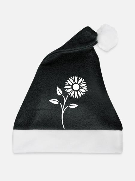 Blumen Silhouette Abstrakte Blütenkunst - Weihnachtsmütze - Schwarz/Weiß