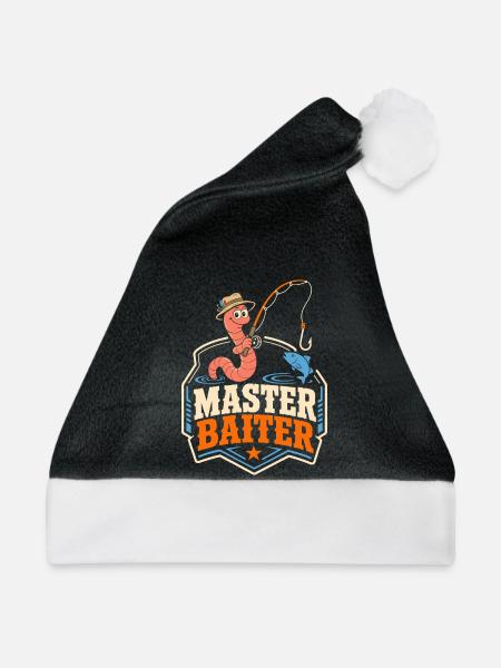 Master Baiter Angel-Wortspiel - Weihnachtsmütze - Schwarz/Weiß