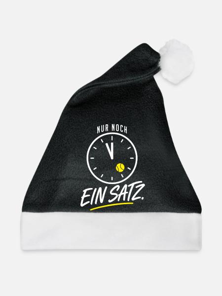 Nur noch ein Satz Lustiger Tennis Spruch - Weihnachtsmütze - Schwarz/Weiß - Vorne