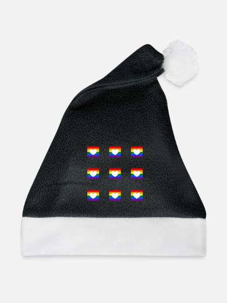 LGBTQ-Regenbogenherz - Weihnachtsmütze - Schwarz/Weiß