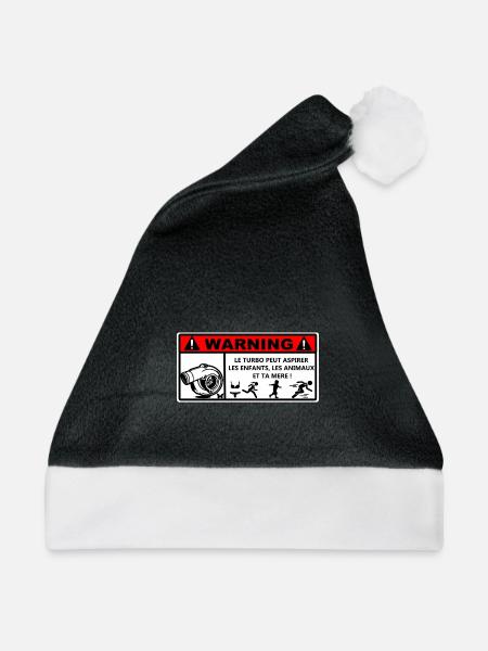 Turbo humorvolle Warnung - Weihnachtsmütze - Schwarz/Weiß - Vorne