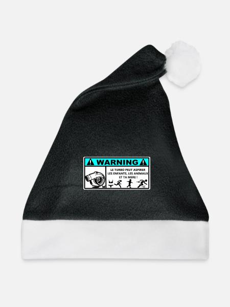 Auto-Aufkleber - Weihnachtsmütze - Schwarz/Weiß - Vorne