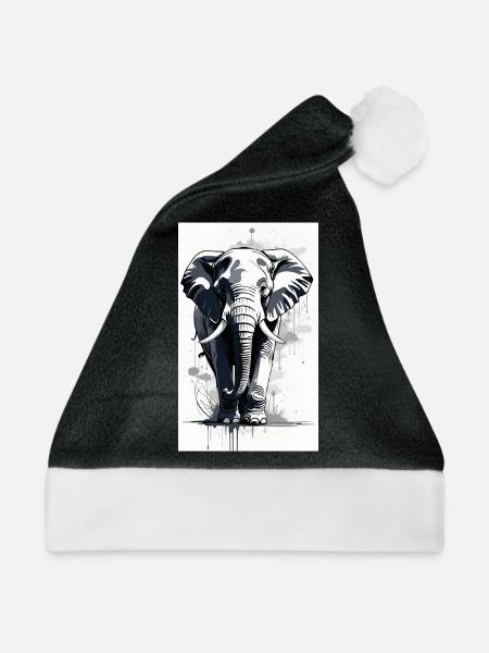 Elefant | Wildtier | Afrika | Kindermotive - Weihnachtsmütze - Schwarz/Weiß