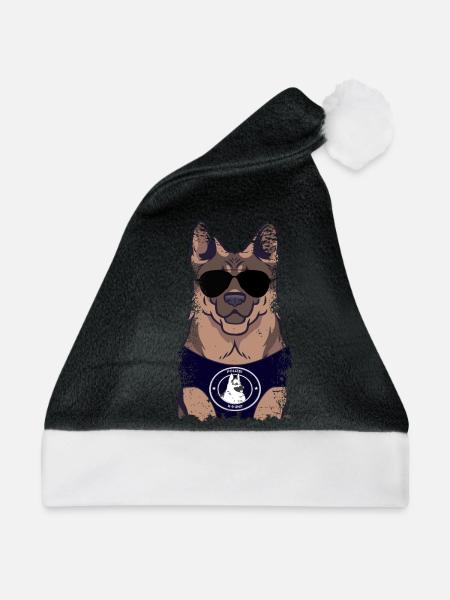 Polizeihund Deutscher Schäferhund - Weihnachtsmütze - Schwarz/Weiß - Vorne