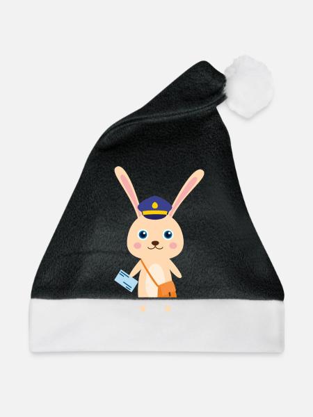 Hase der Postbeamte - Weihnachtsmütze - Schwarz/Weiß