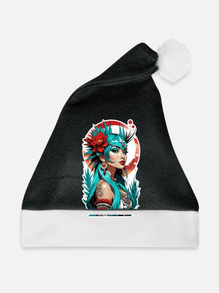 Indische Prinzessin - Aztek - Weihnachtsmütze - Schwarz/Weiß